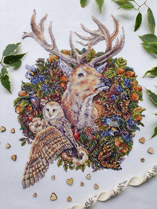 Forest Symphony. Magnificent Deer with Owl - PDF Cross Stitch Pattern - Wizardi
