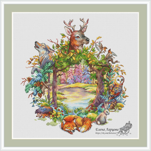 Forest Wreath - PDF Cross Stitch Pattern - Wizardi