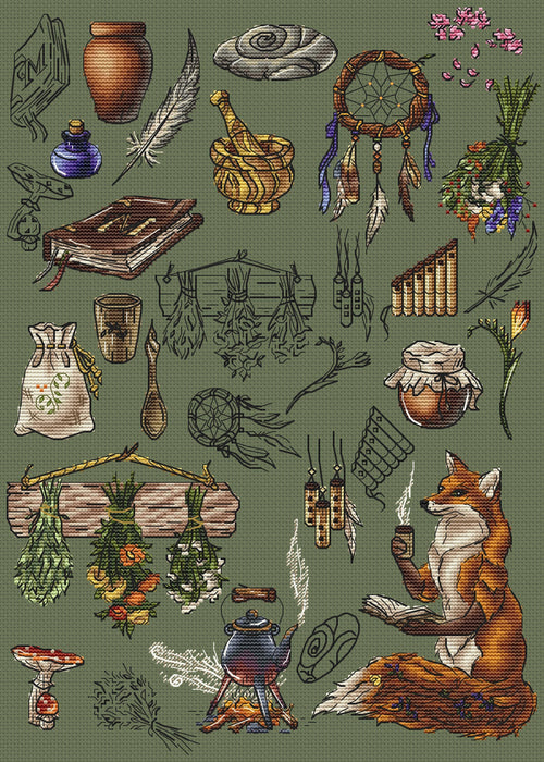 Fox-enchantress - PDF Cross Stitch Pattern - Wizardi