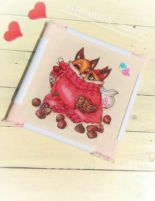 Foxes Cubs in Love - PDF Cross Stitch Pattern - Wizardi