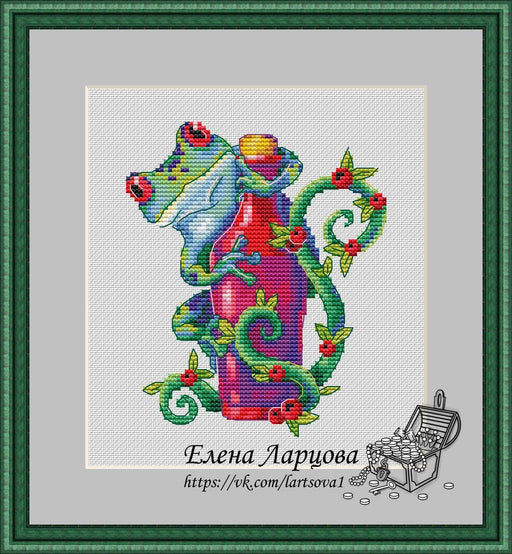 Frog and Magic Elixir - PDF Cross Stitch Pattern - Wizardi