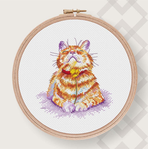 Ginger Cat Cross stitch pattern PDF for instant download Digital counted cross stitch chart Little Kitten Cross stitch design - Wizardi