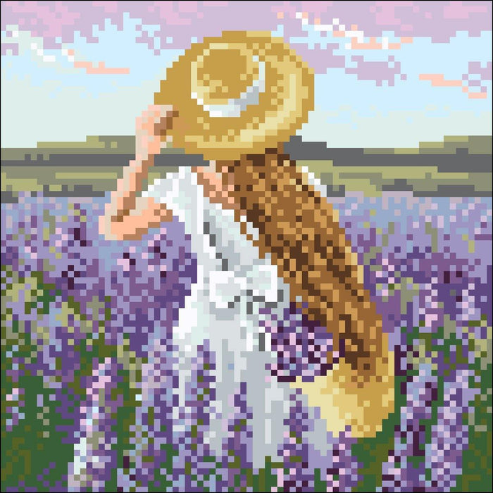 Girl in Lavender Field CS2626 7.9 x 7.9 inches Crafting Spark Diamond Painting Kit - Wizardi