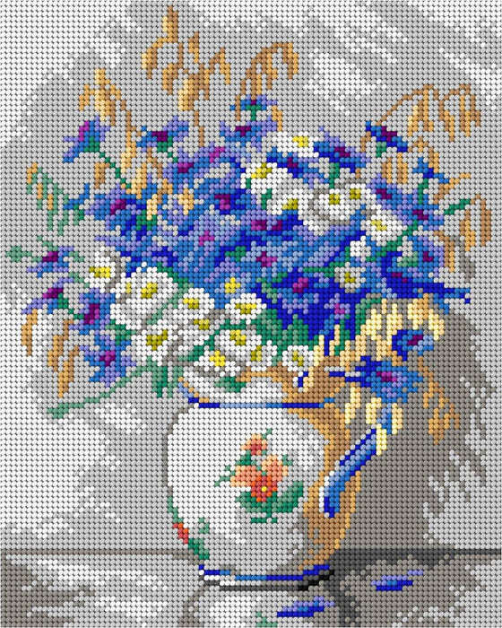 Gobelin canvas for halfstitch without yarn after Alexander Vladimirovich Makovsky - Still Life with Flowers in a Vase 3413H - Wizardi