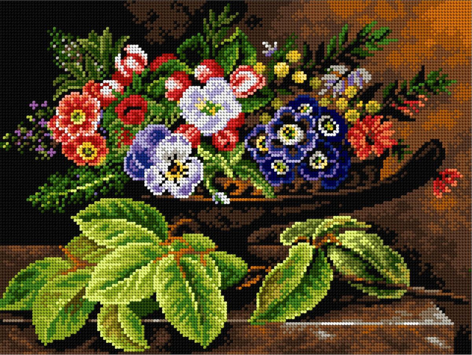 Gobelin canvas for halfstitch without yarn after Johan Laurentz Jensen- Still Life with Flowers 2571J - Wizardi