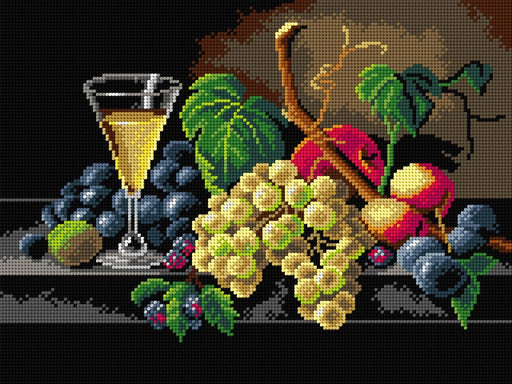 Gobelin canvas for halfstitch without yarn after Severin Roesen - Still Life with Champagne Glass 2961J - Wizardi