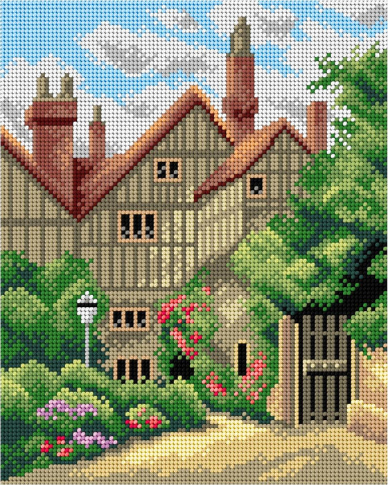 Gobelin canvas for halfstitch without yarn after Thomas Nicholson Tyndale - An Old Manor House and Garden 2855H - Wizardi