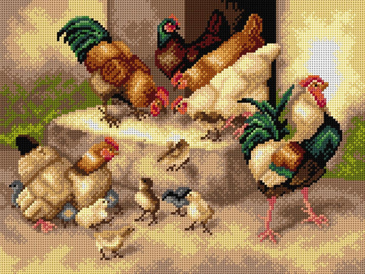 Gobelin canvas for halfstitch without yarn after William Baptiste Baird - Spring Chickens 2789J - Wizardi