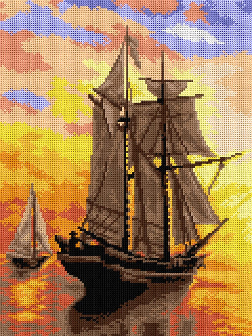 Gobelin canvas for halfstitch without yarn after William Bradford - Sunset in Fundy Bay (fragment) 2849J - Wizardi