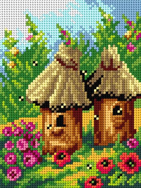 Gobelin canvas for halfstitch without yarn Beehives - Wizardi