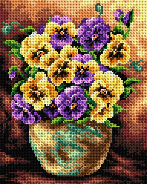Gobelin canvas for halfstitch without yarn Bouquet of Pansies 2403H - Wizardi