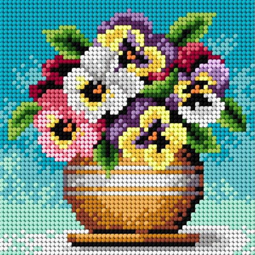 Gobelin canvas for halfstitch without yarn Bouquet of Pansies - Wizardi