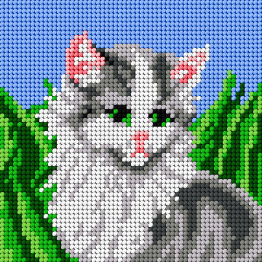 Gobelin canvas for halfstitch without yarn Cat on a Meadow 1455D - Wizardi