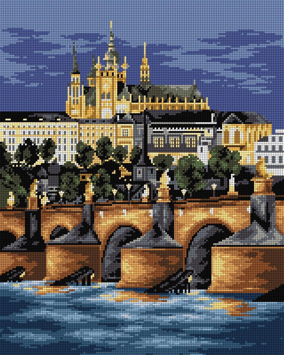 Gobelin canvas for halfstitch without yarn Charles Bridge in Prague 2504M - Wizardi