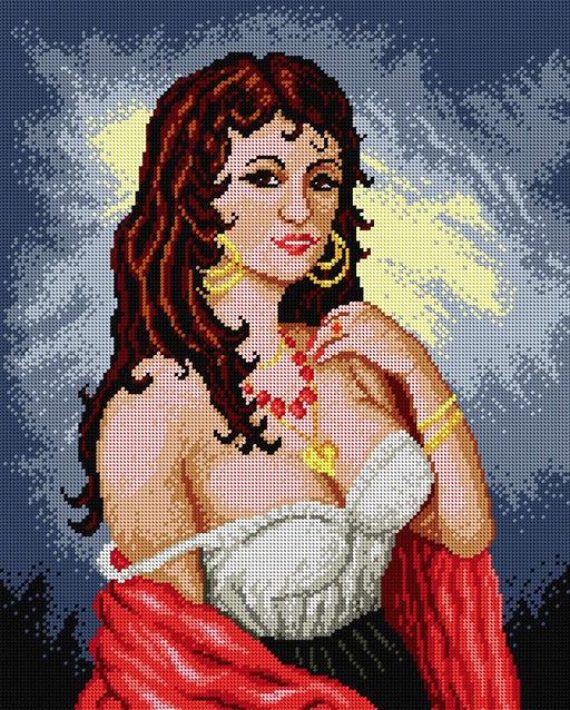 Gobelin canvas for halfstitch without yarn Gipsy Woman 1619M - Wizardi