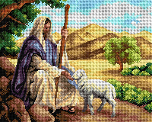 Gobelin canvas for halfstitch without yarn Jesus with a Lamb 2313M - Wizardi