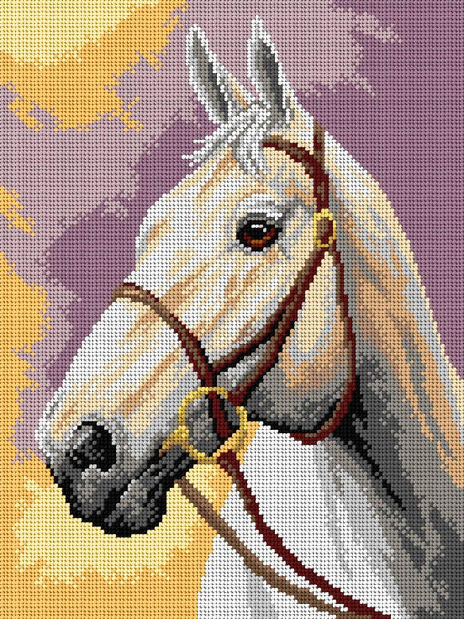 Gobelin canvas for halfstitch without yarn White horse 3373J - Wizardi