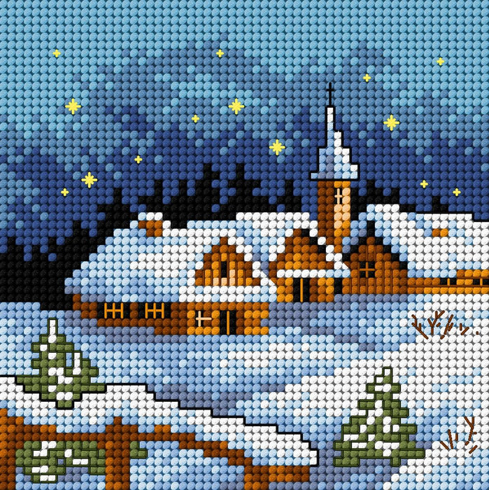 Gobelin canvas for halfstitch without yarn Winter Landscape at Night 2170D - Wizardi