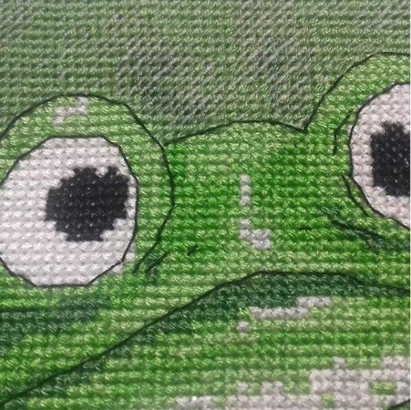 Green Frog - PDF Free Cross Stitch Pattern - Wizardi