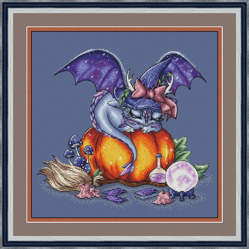 Halloween Dragon with Pumpkin - PDF Cross Stitch Pattern - Wizardi
