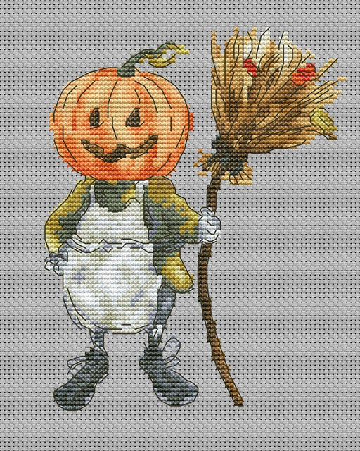 Halloween Gardener. Pumpkin - Free PDF Cross Stitch Pattern - Wizardi