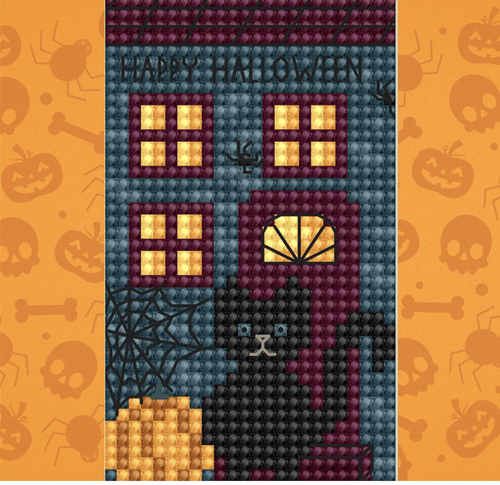 Halloween House Counted Cross Stitch Pattern - Free for Subscribers - Wizardi