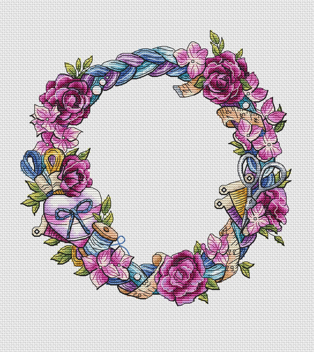Handmade Wreath - PDF Cross Stitch Pattern - Wizardi