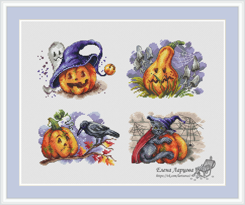 Happy Pumpkins - PDF Cross Stitch Pattern - Wizardi