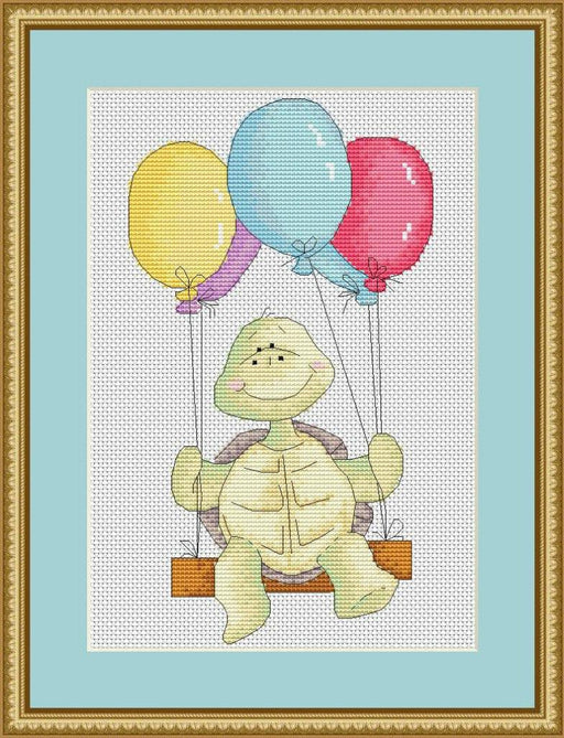 Happy Turtle - PDF Free Cross Stitch Pattern - Wizardi
