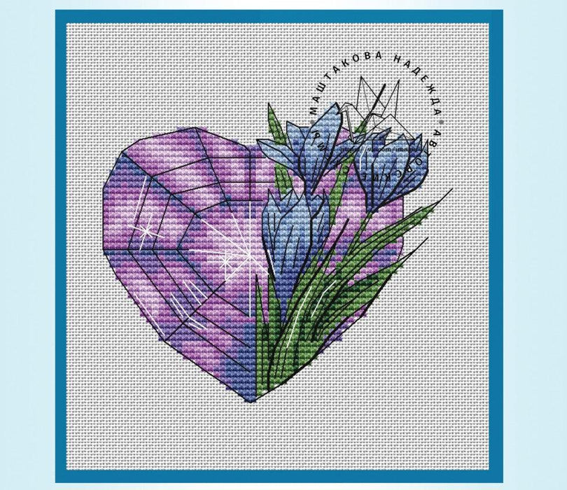 Heart Amethyst - PDF Cross Stitch Pattern - Wizardi