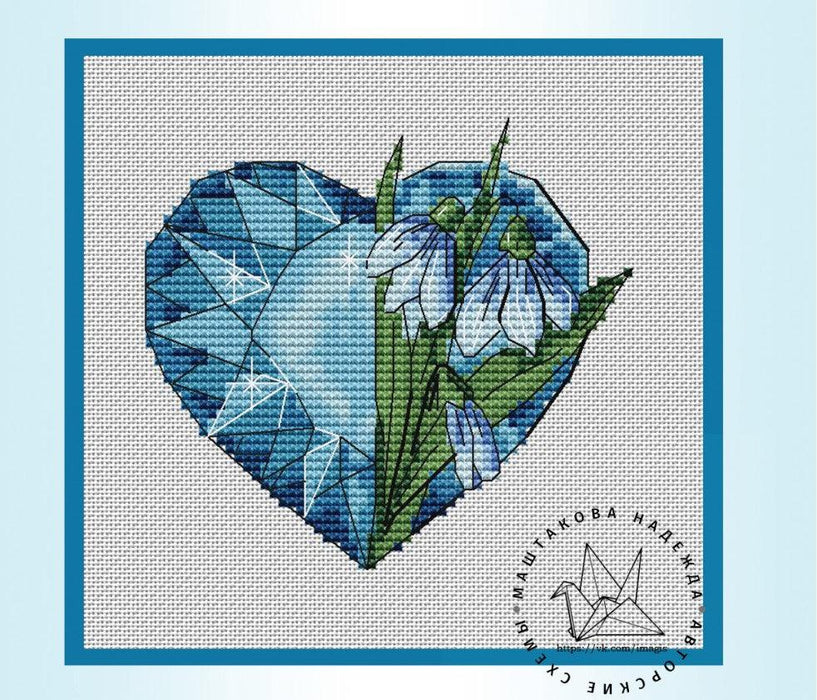 Heart Aquamarine - PDF Cross Stitch Pattern - Wizardi