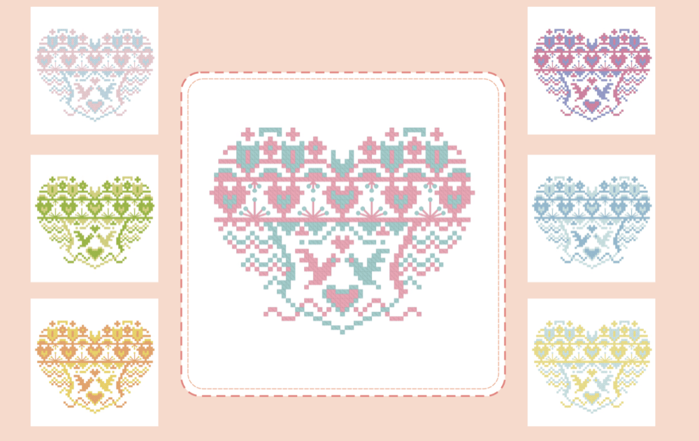 Heart Sampler Counted Cross Stitch Chart - Free for Subscribers - Wizardi