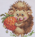 Hedgehog with Strawberries 0-51 Counted Cross-Stitch Kit - Wizardi