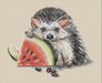 Hedgehog with Watermelon - PDF Cross Stitch Pattern - Wizardi