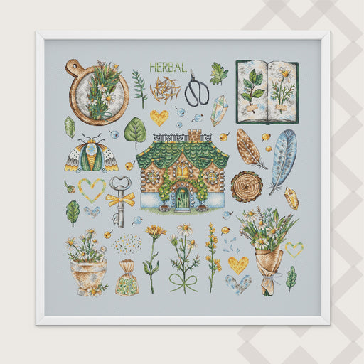 Herbal House Sampler - PDF Cross Stitch Pattern - Wizardi