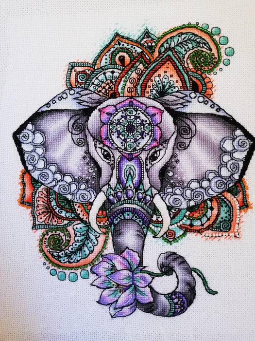 Indian Elephant - PDF Cross Stitch Pattern - Wizardi