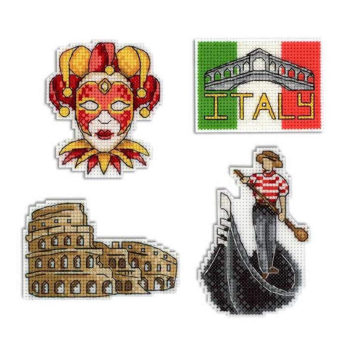 Italy Magnets P-309 / SR-309 Plastic Canvas Counted Cross Stitch Kit - Wizardi