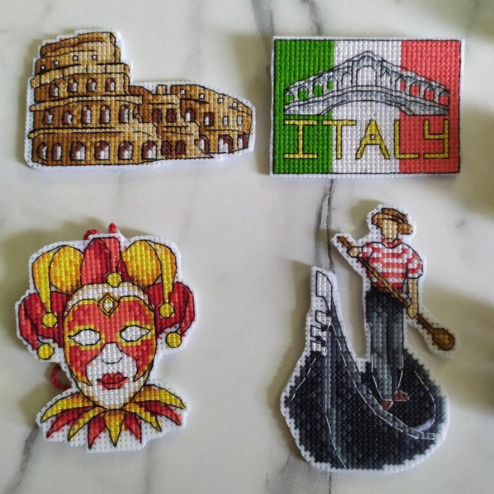 Italy Magnets P-309 / SR-309 Plastic Canvas Counted Cross Stitch Kit - Wizardi