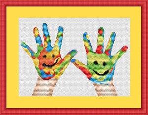 Kids Hands Counted Cross Stitch Pattern - Free for Subscribers - Wizardi
