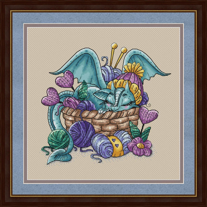 Knitting Dragon - PDF Cross Stitch Pattern - Wizardi