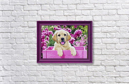 Dog in Purple Flowers From Wizardi - Diamond Painting - Kits