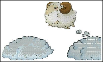 Lamb on the Clouds - PDF Free Cross Stitch Pattern - Wizardi