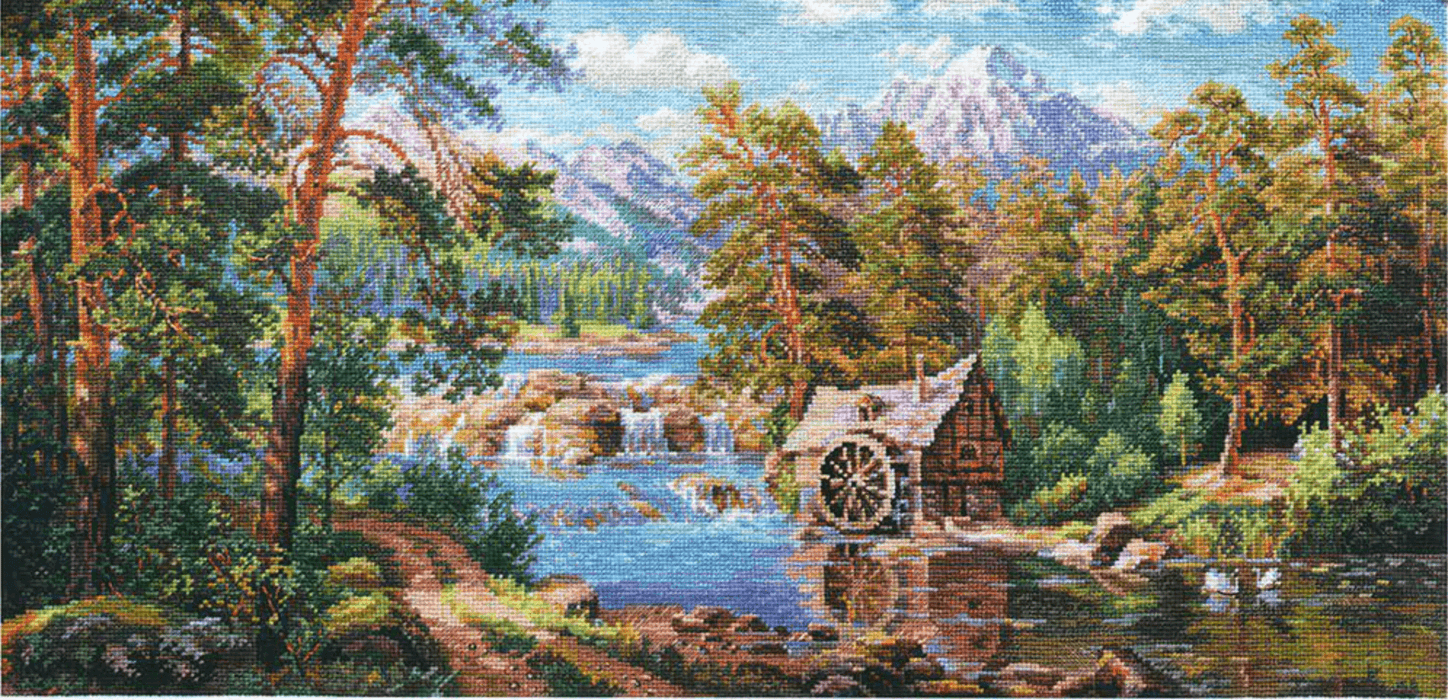 Landscape with a Watermill 3-17 Counted Cross-Stitch Kit - Wizardi