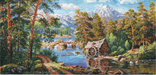 Landscape with a Watermill 3-17 Counted Cross-Stitch Kit - Wizardi