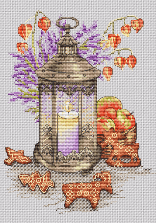 Lantern with Gingerbread - PDF Cross Stitch Pattern – Wizardi
