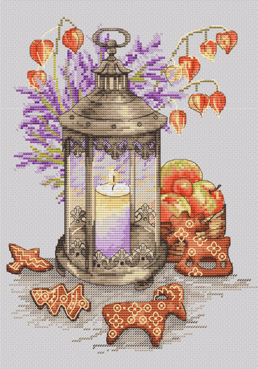 Lantern with Gingerbread - PDF Cross Stitch Pattern - Wizardi