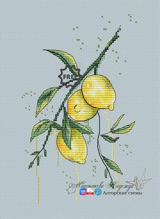 Lemons - PDF Free Cross Stitch Pattern - Wizardi