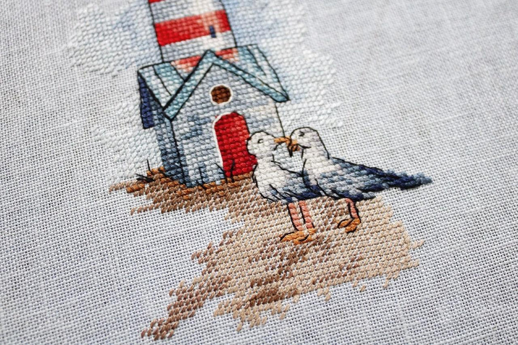 Lighthouse and Seagulls - PDF Cross Stitch Pattern - Wizardi