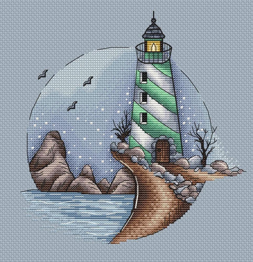Lighthouse on a Cliff - PDF Cross Stitch Pattern - Wizardi