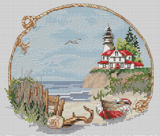 Lighthouse on the Rocky Shore - PDF Cross Stitch Pattern - Wizardi